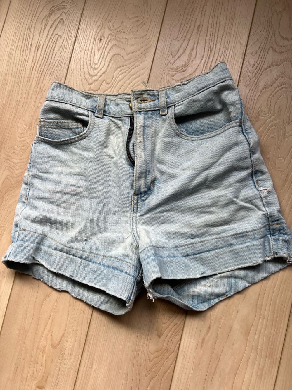 American Apparel Light Blue High-Rise Denim Shorts